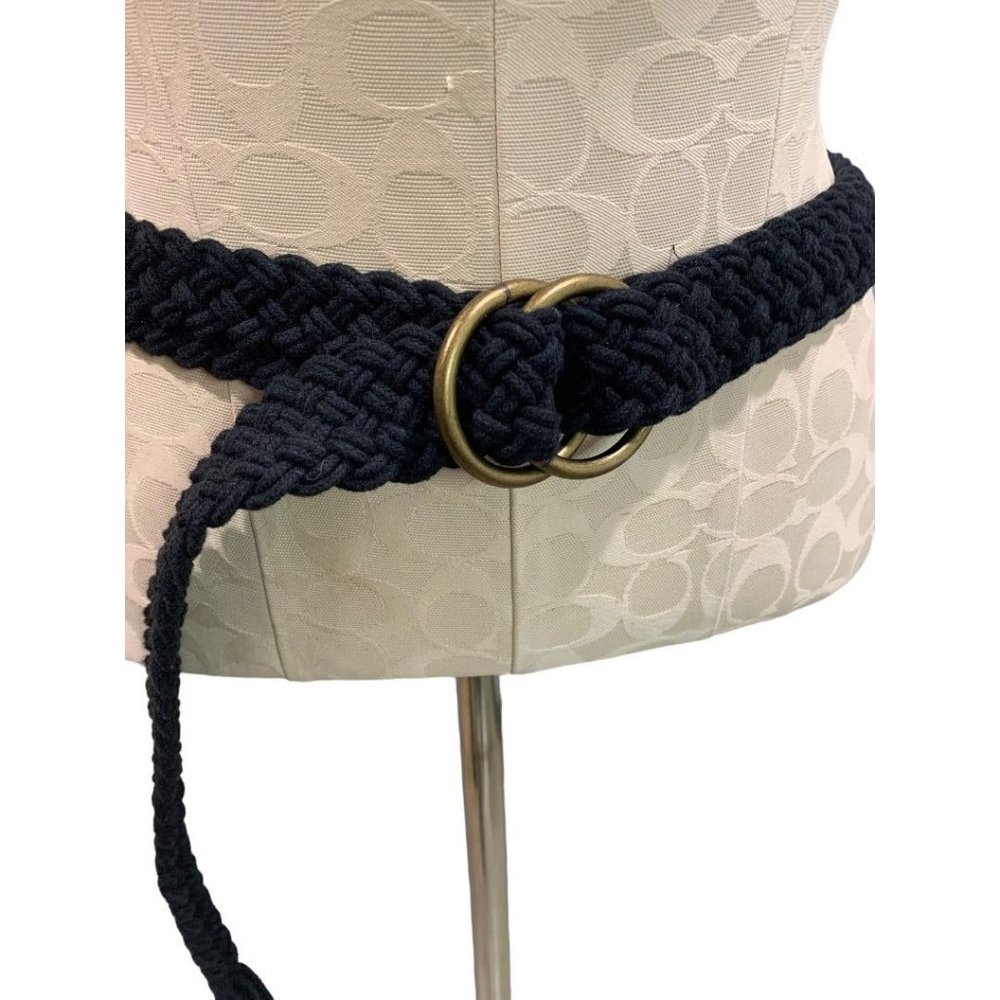 Size 14P Petite Women's Vintage Black Woven Belt Adjustable O-Ring‎ to 44"